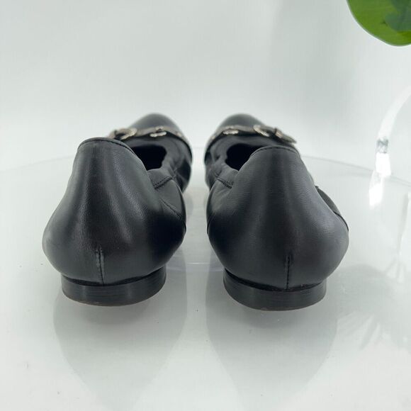 AGL Women Monika Ballet Flat Size 43.5 13.5 Black Leather Shoe Cap Toe Italy - Picture 5 of 13